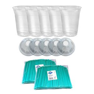 Clear Cup lid & straw bundle